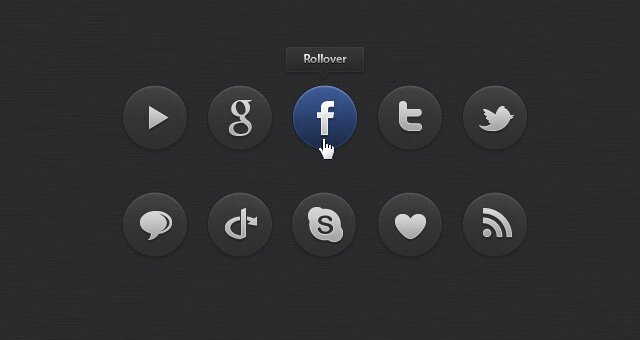 Dark social icon set