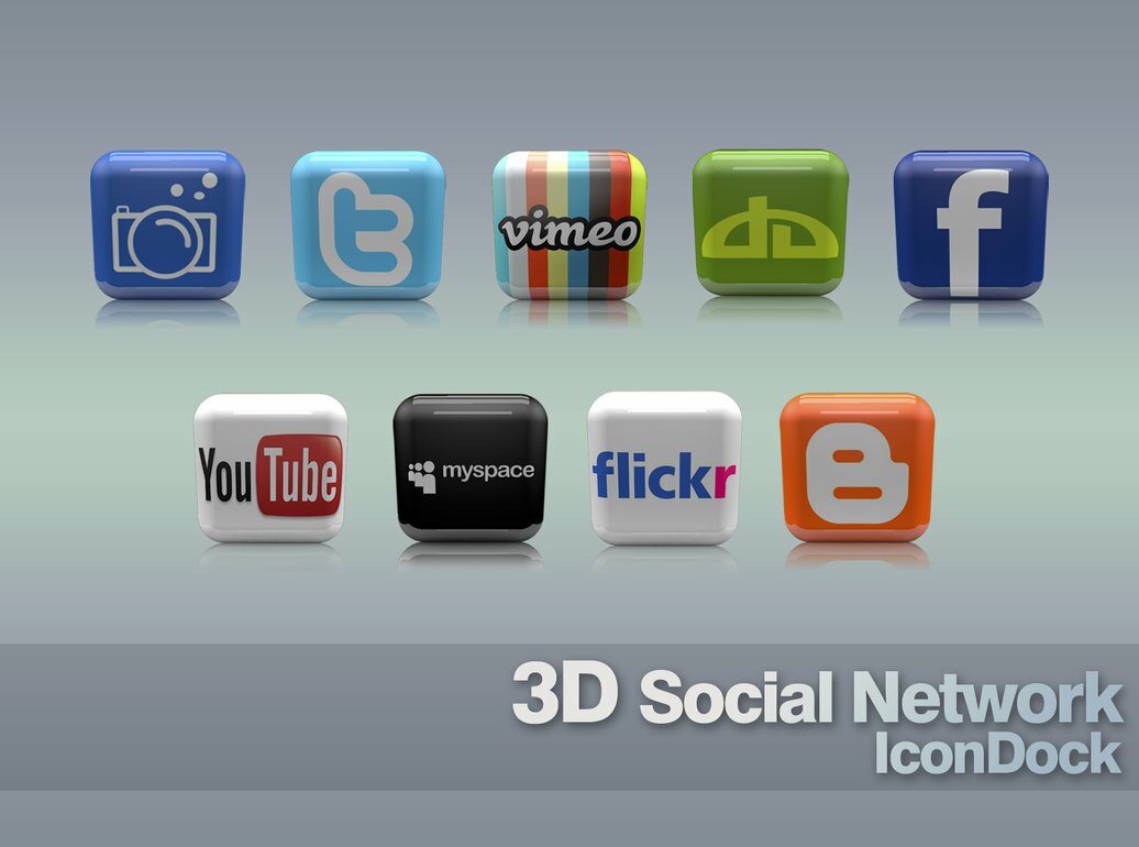 icônes sociales 3D