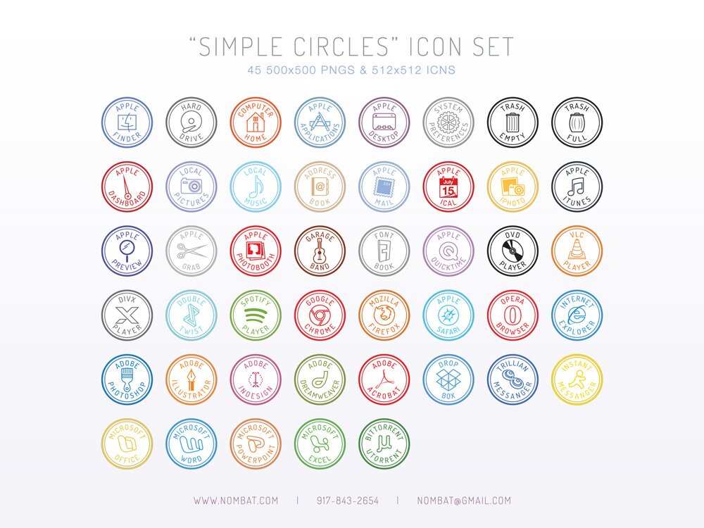 Icônes circulaires simples