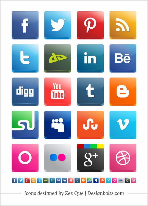 Vector 3D Social Media Icones