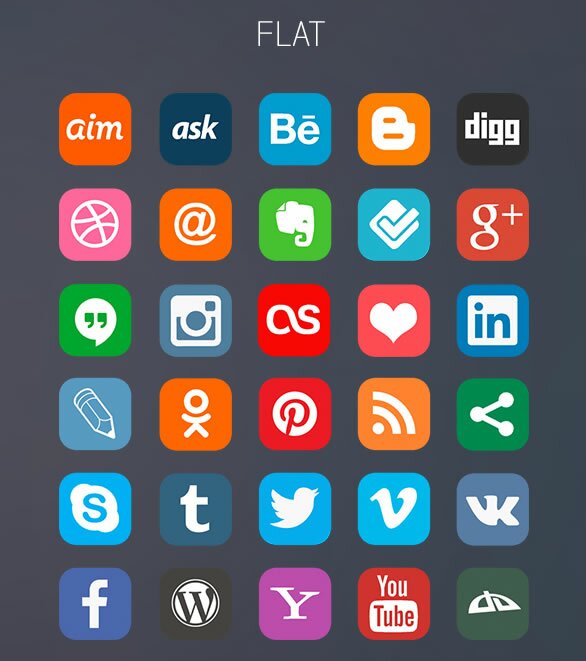 60 Flat Social Media Icones