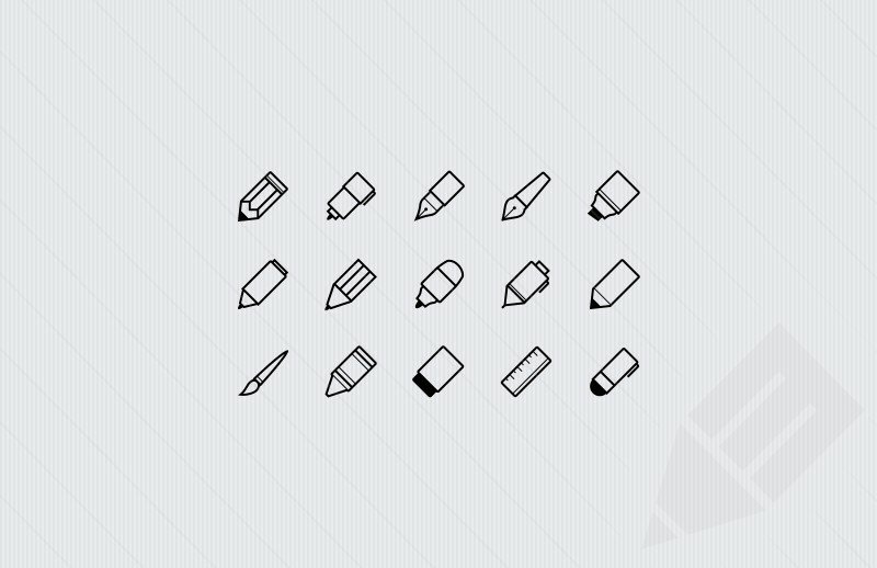Writing Implements Icons