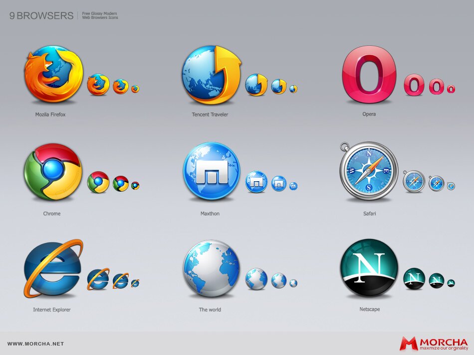 Web browsers icon set
