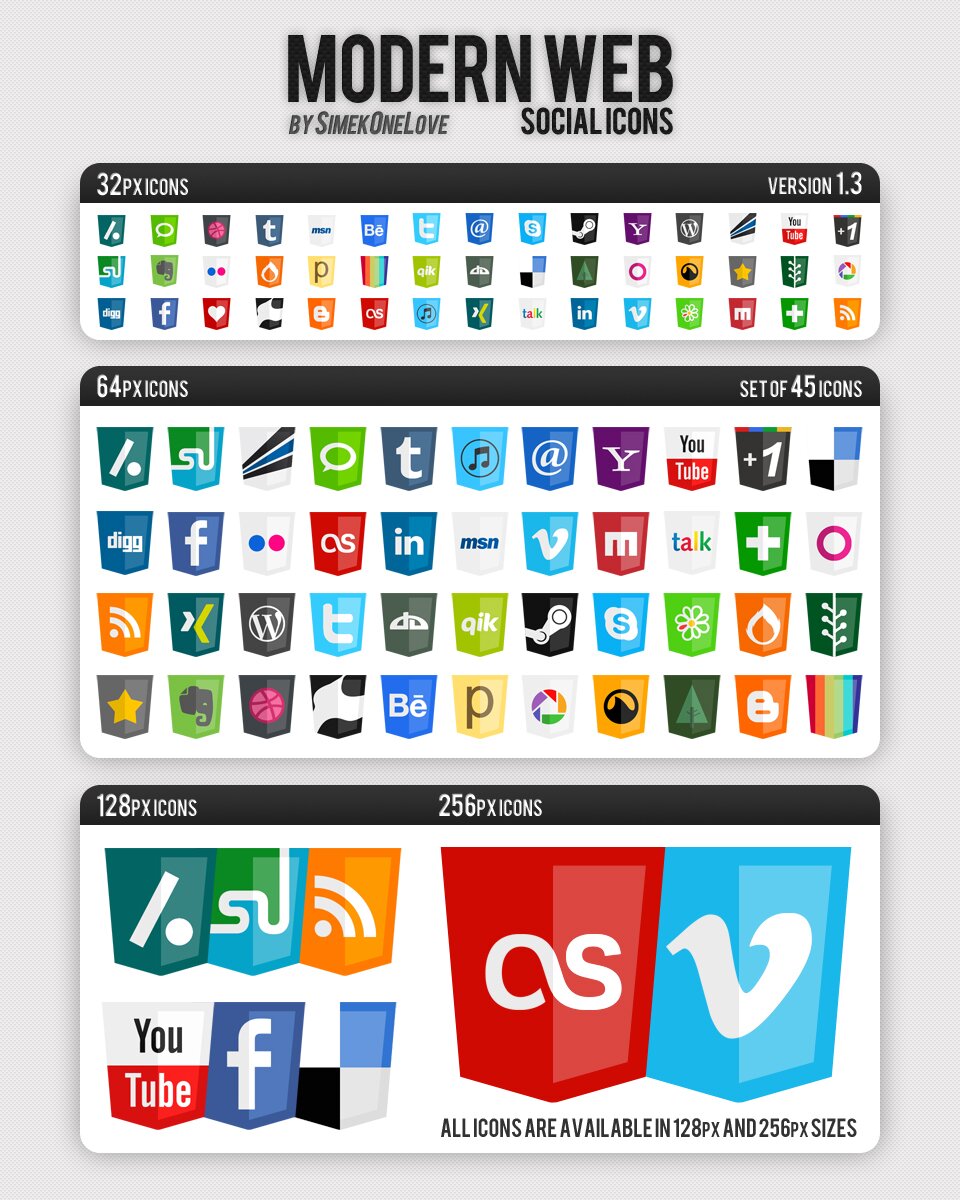 Modern Web Social Icones
