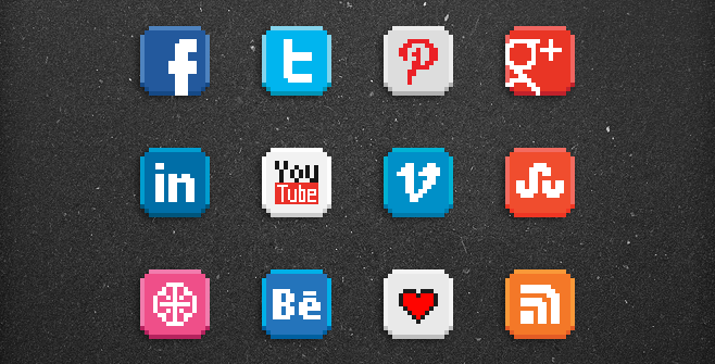 8-bit Social Icones