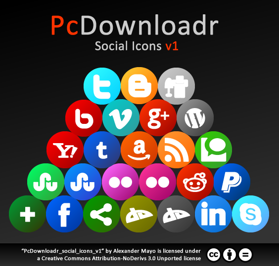 PcDownloadr icônes sociales