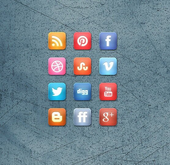 Slick grid style social icons