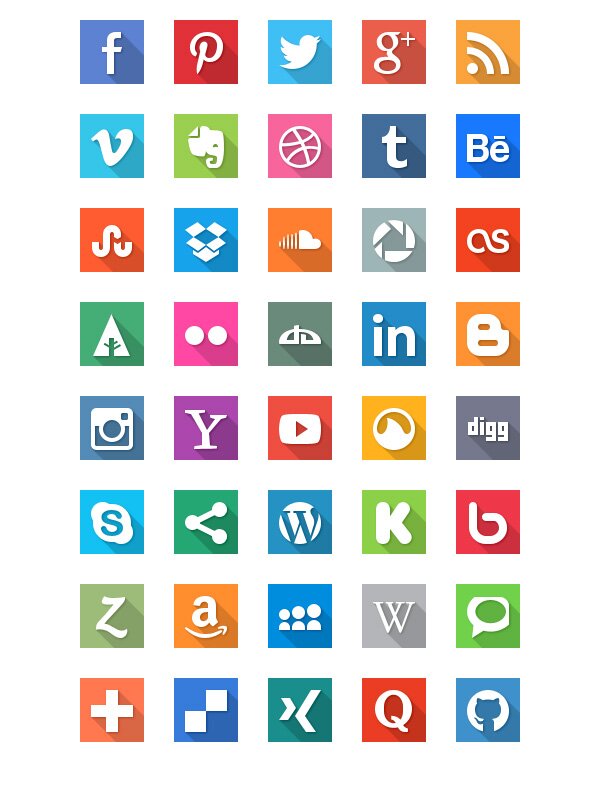 40 Social Media Flat Icones