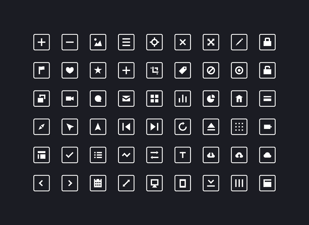 54 icônes carrés