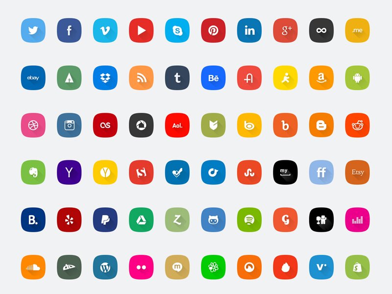 60 icônes réseaux sociaux