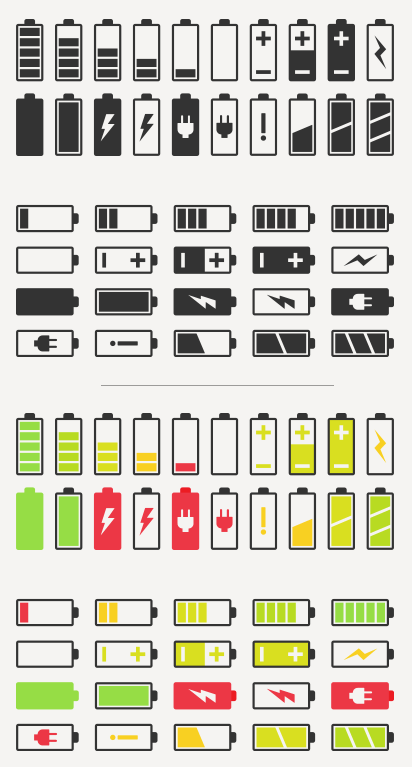 40 battery vector icônes